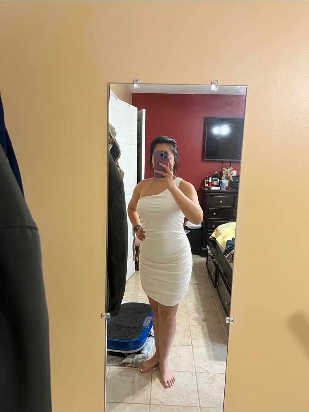 ILLA ILLA White One-Shoulder Ruched Mini Dress NWT size medium
